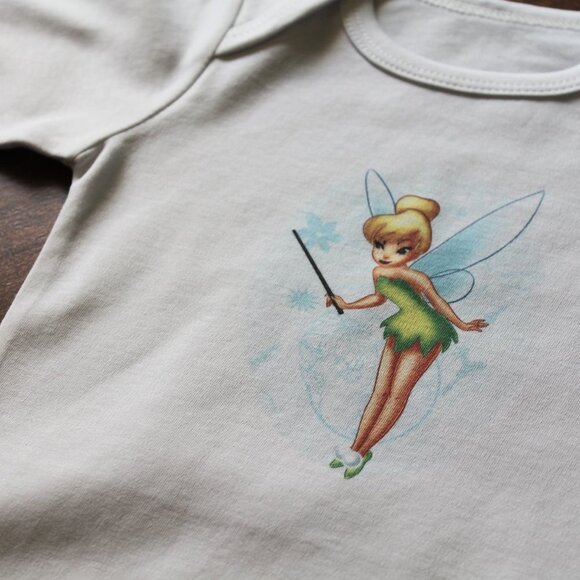 Onesie Disney Tinkerbell baby girl long sleeve 100% cotton white new - Picture 4 of 11